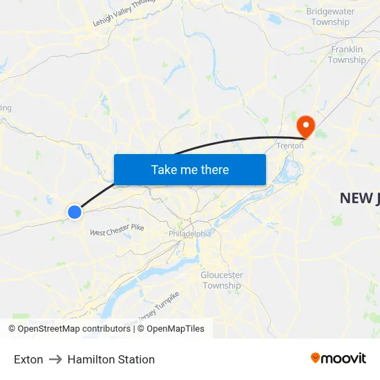 Exton to Hamilton Station map