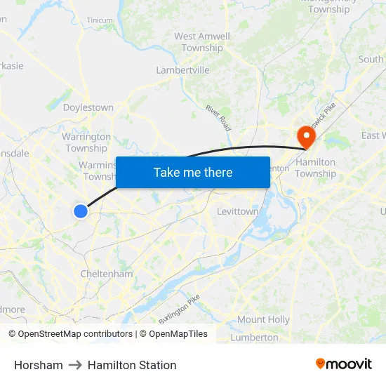 Horsham to Hamilton Station map