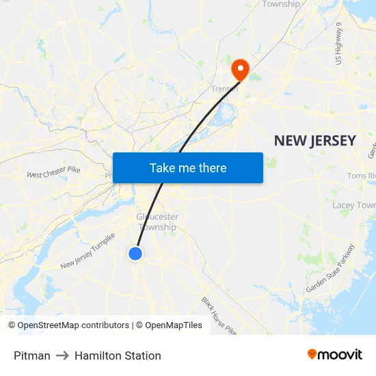 Pitman to Hamilton Station map