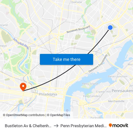 Bustleton Av & Cheltenham Av - Fs to Penn Presbyterian Medical Center map