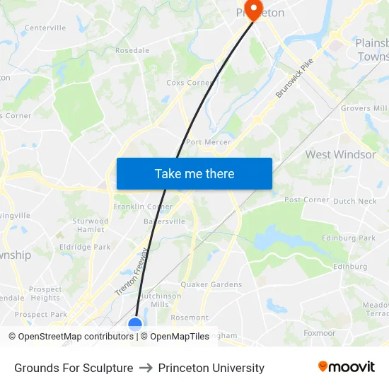 Grounds For Sculpture to Princeton University map
