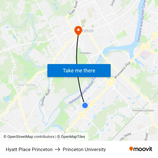 Hyatt Place Princeton to Princeton University map