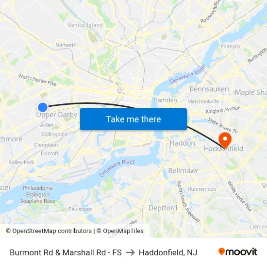 Burmont Rd & Marshall Rd - FS to Haddonfield, NJ map