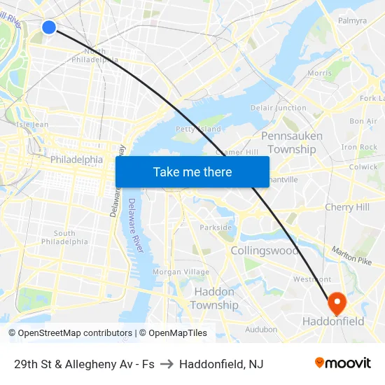 29th St & Allegheny Av - Fs to Haddonfield, NJ map