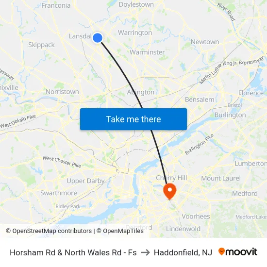 Horsham Rd & North Wales Rd - Fs to Haddonfield, NJ map