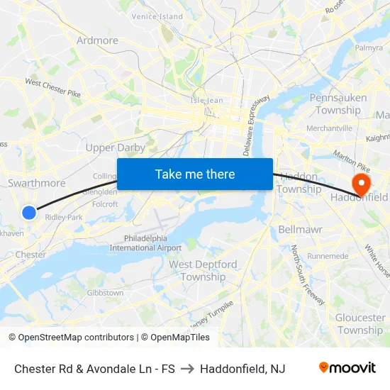 Chester Rd & Avondale Ln - FS to Haddonfield, NJ map