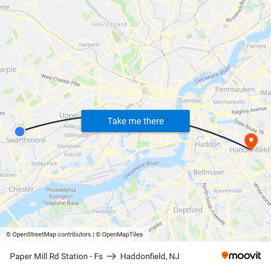 Paper Mill Rd Station - Fs to Haddonfield, NJ map