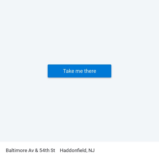 Baltimore Av & 54th St to Haddonfield, NJ map