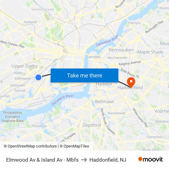 Elmwood Av & Island Av - Mbfs to Haddonfield, NJ map