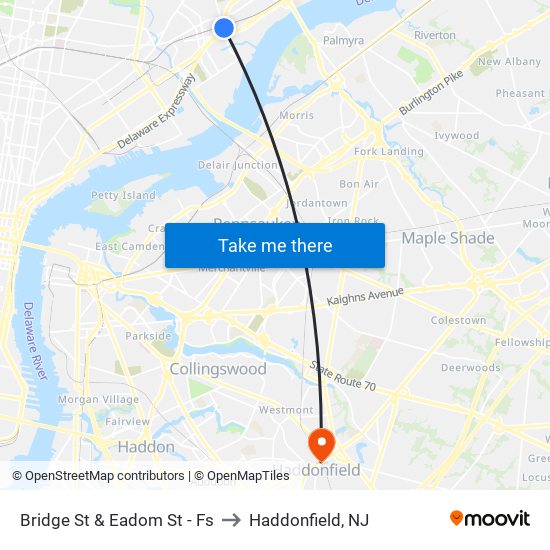 Bridge St & Eadom St - Fs to Haddonfield, NJ map