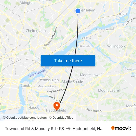 Townsend Rd & Mcnulty Rd - FS to Haddonfield, NJ map