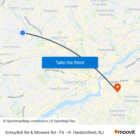 Schuylkill Rd & Mowere Rd - FS to Haddonfield, NJ map