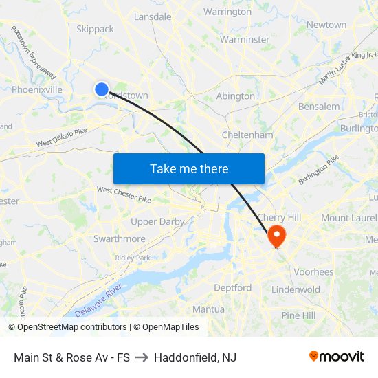 Main St & Rose Av - FS to Haddonfield, NJ map