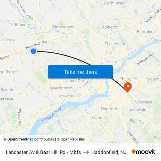 Lancaster Av & Bear Hill Rd - Mbfs to Haddonfield, NJ map