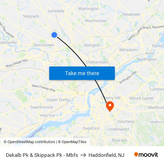 Dekalb Pk & Skippack Pk - Mbfs to Haddonfield, NJ map