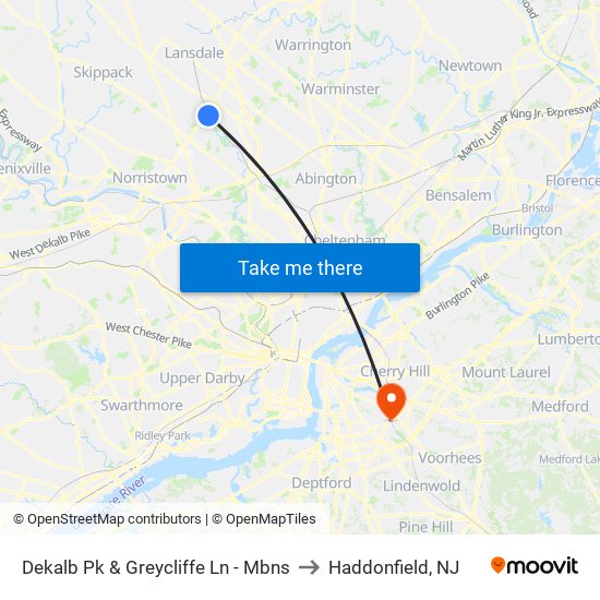 Dekalb Pk & Greycliffe Ln - Mbns to Haddonfield, NJ map