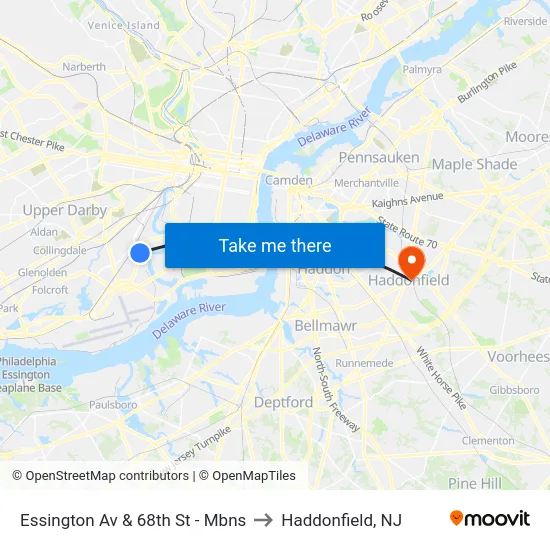 Essington Av & 68th St - Mbns to Haddonfield, NJ map