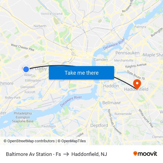 Baltimore Av Station - Fs to Haddonfield, NJ map