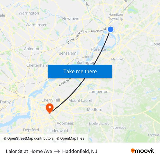 Lalor St at Home Ave to Haddonfield, NJ map