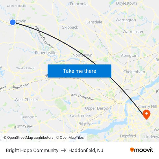 Bright Hope Community to Haddonfield, NJ map