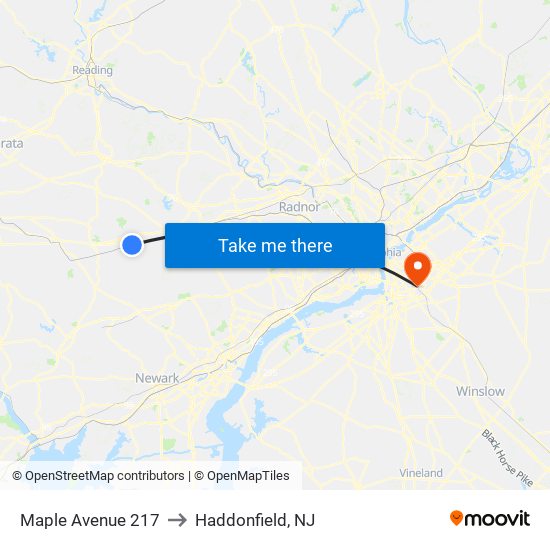 Maple Avenue 217 to Haddonfield, NJ map