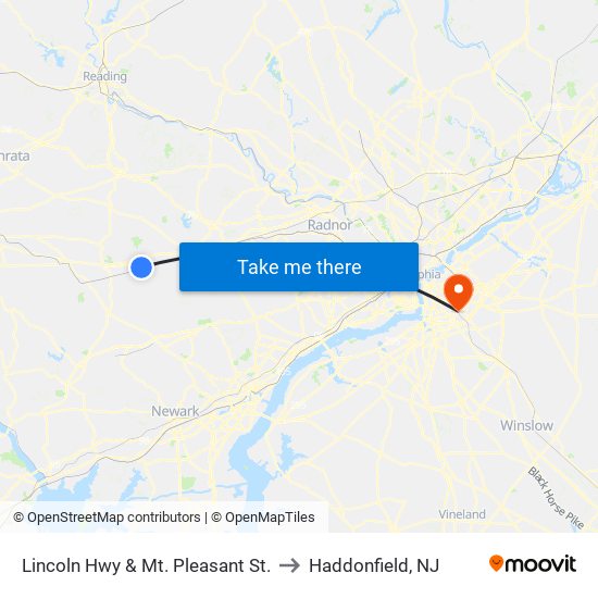 Lincoln Hwy & Mt. Pleasant St. to Haddonfield, NJ map