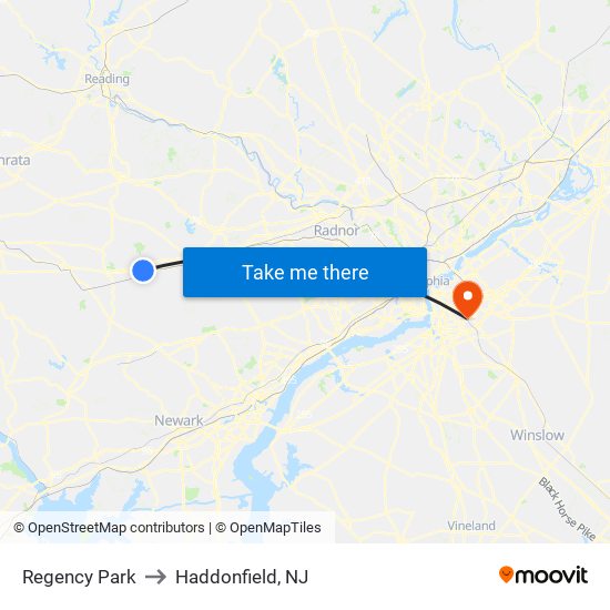 Regency Park to Haddonfield, NJ map