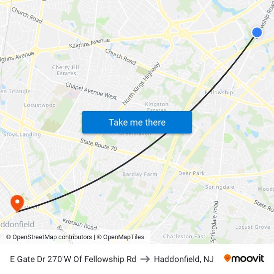 E Gate Dr 270'W Of Fellowship Rd to Haddonfield, NJ map