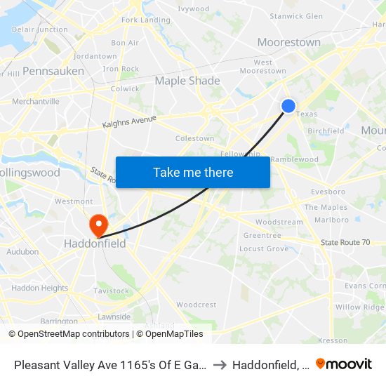 Pleasant Valley Ave 1165's Of E Gate Dr to Haddonfield, NJ map