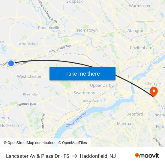 Lancaster Av & Plaza Dr - FS to Haddonfield, NJ map