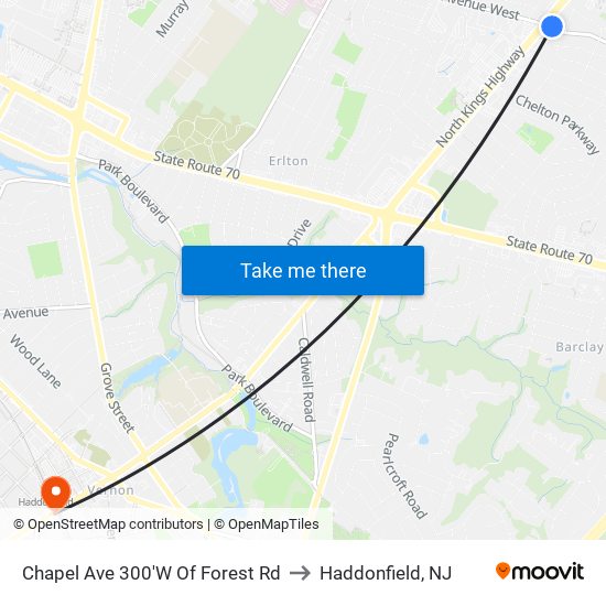 Chapel Ave 300'W Of Forest Rd to Haddonfield, NJ map