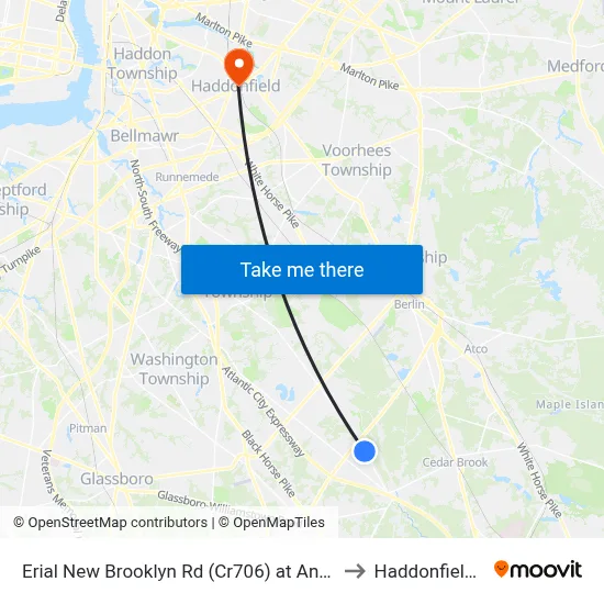 Erial New Brooklyn Rd (Cr706) at Andrews Rd to Haddonfield, NJ map