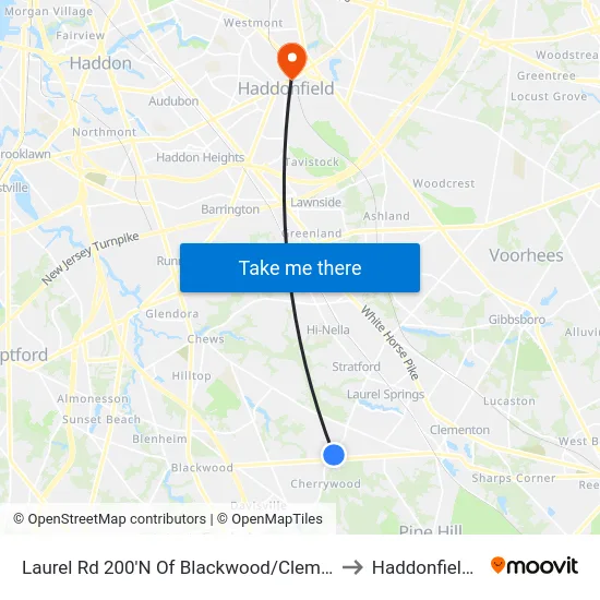 Laurel Rd 200'N Of Blackwood/Clementon Rd to Haddonfield, NJ map