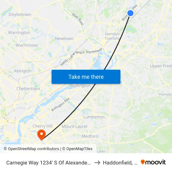 Carnegie Way 1234' S Of Alexander Rd. to Haddonfield, NJ map
