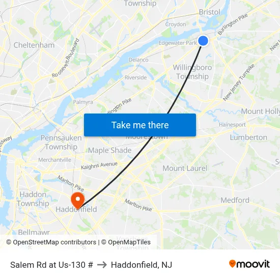 Salem Rd at Us-130 # to Haddonfield, NJ map