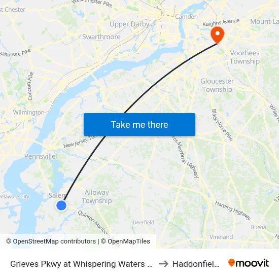 Grieves Pkwy at Whispering Waters Entrance to Haddonfield, NJ map