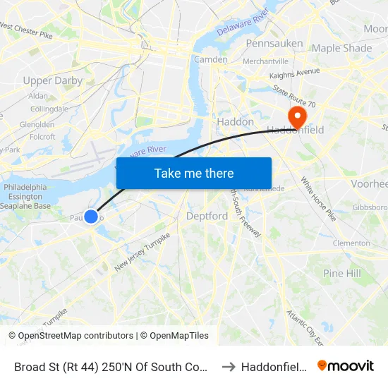 Broad St (Rt 44) 250'N Of South Commerce St to Haddonfield, NJ map