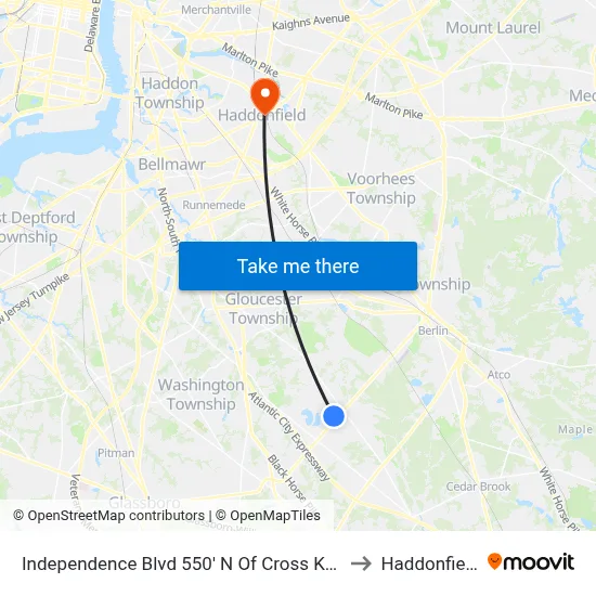 Independence Blvd 550' N Of Cross Keys Rd. (Cr689) to Haddonfield, NJ map