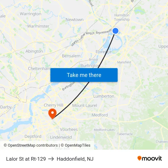 Lalor St at Rt-129 to Haddonfield, NJ map