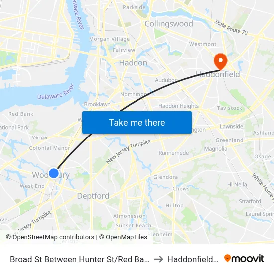 Broad St Between Hunter St/Red Bank Ave to Haddonfield, NJ map