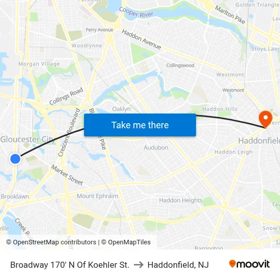 Broadway 170' N Of Koehler St. to Haddonfield, NJ map