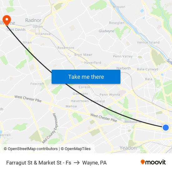 Farragut St & Market St - Fs to Wayne, PA map