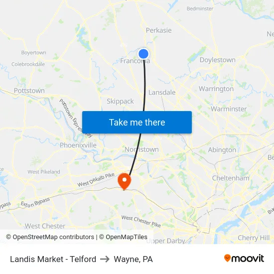 Landis Market - Telford to Wayne, PA map