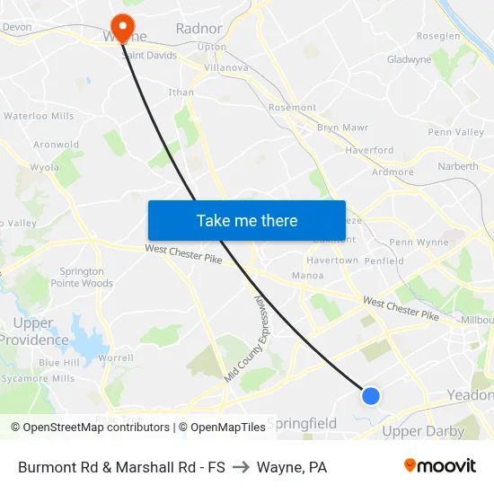 Burmont Rd & Marshall Rd - FS to Wayne, PA map
