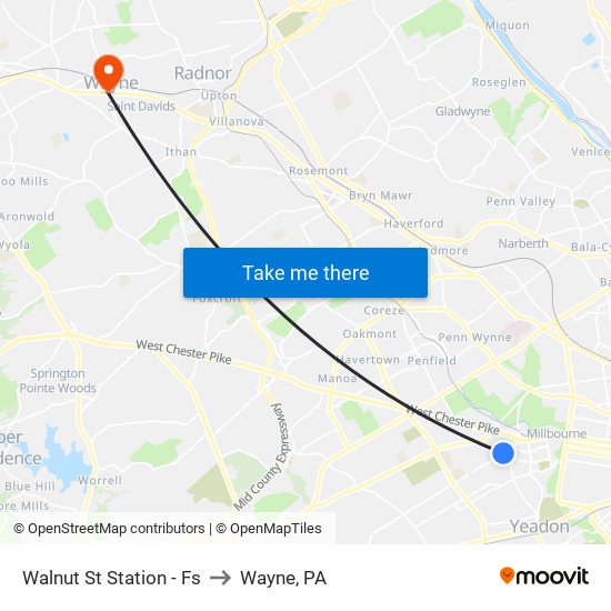 Walnut St Station - Fs to Wayne, PA map