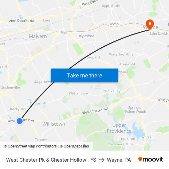 West Chester Pk & Chester Hollow - FS to Wayne, PA map