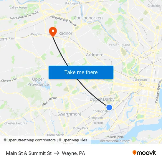 Main St & Summit St to Wayne, PA map