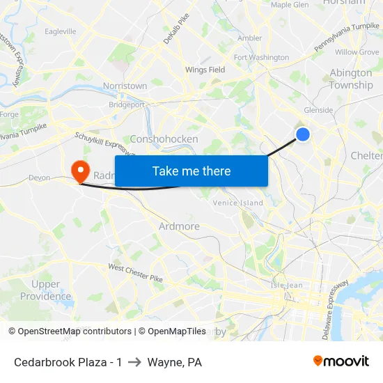 Cedarbrook Plaza - 1 to Wayne, PA map