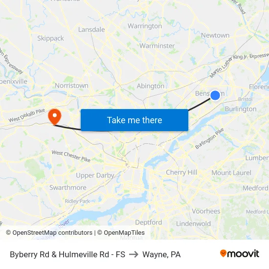 Byberry Rd & Hulmeville Rd - FS to Wayne, PA map