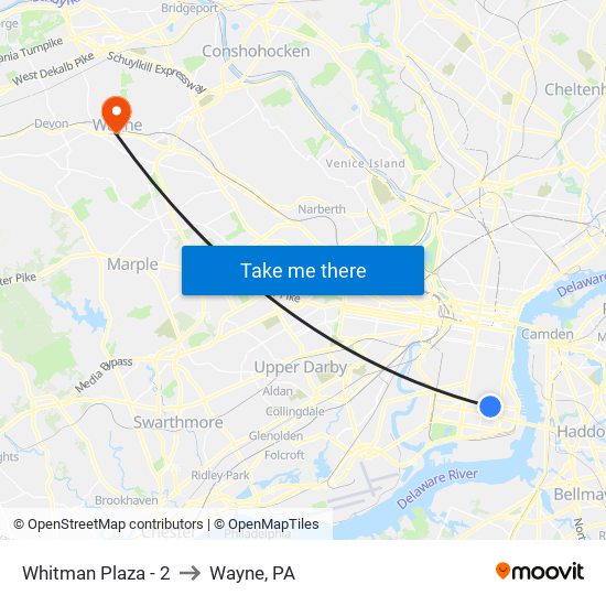 Whitman Plaza - 2 to Wayne, PA map